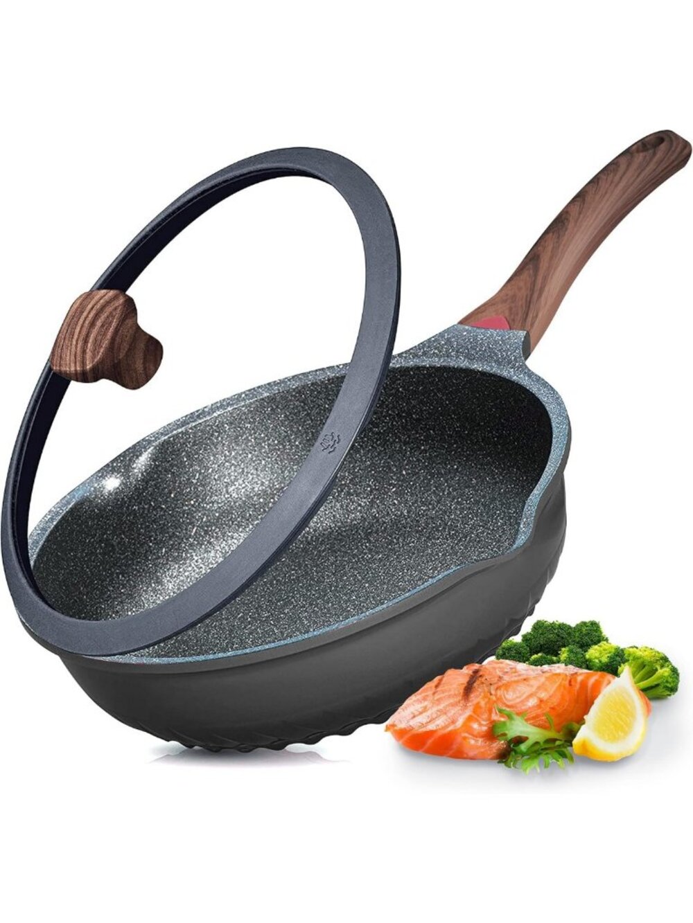 Nonstick Deep Frying Pan with Lid, 11" Saute Skillet, Ceramic Coating, Induction